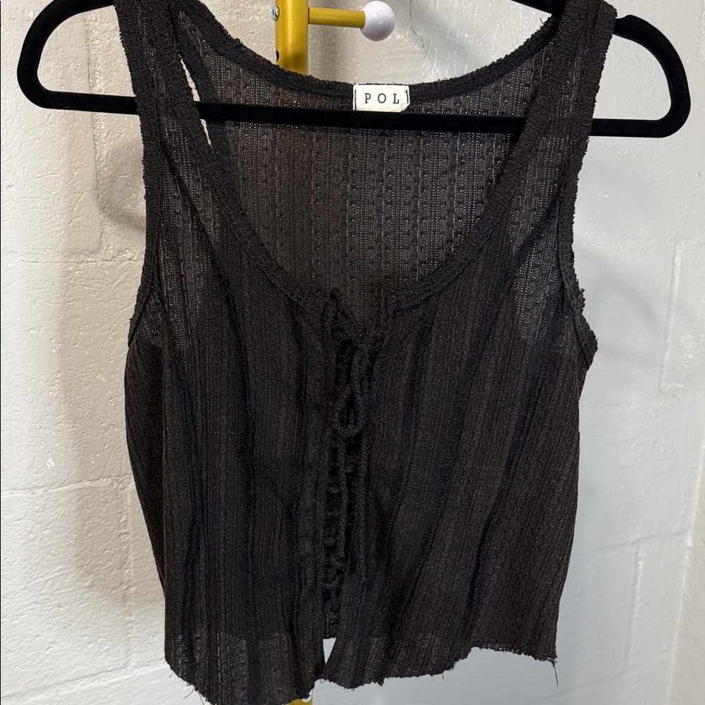 POL Charcoal Textured Tank Top